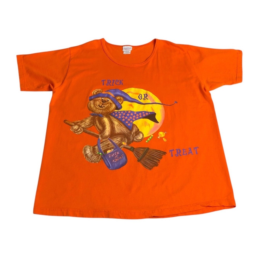 Vintage Bobbie Brooks Halloween Shirt 18W 20W Witch Bear Trick or Treat 90s Y2K